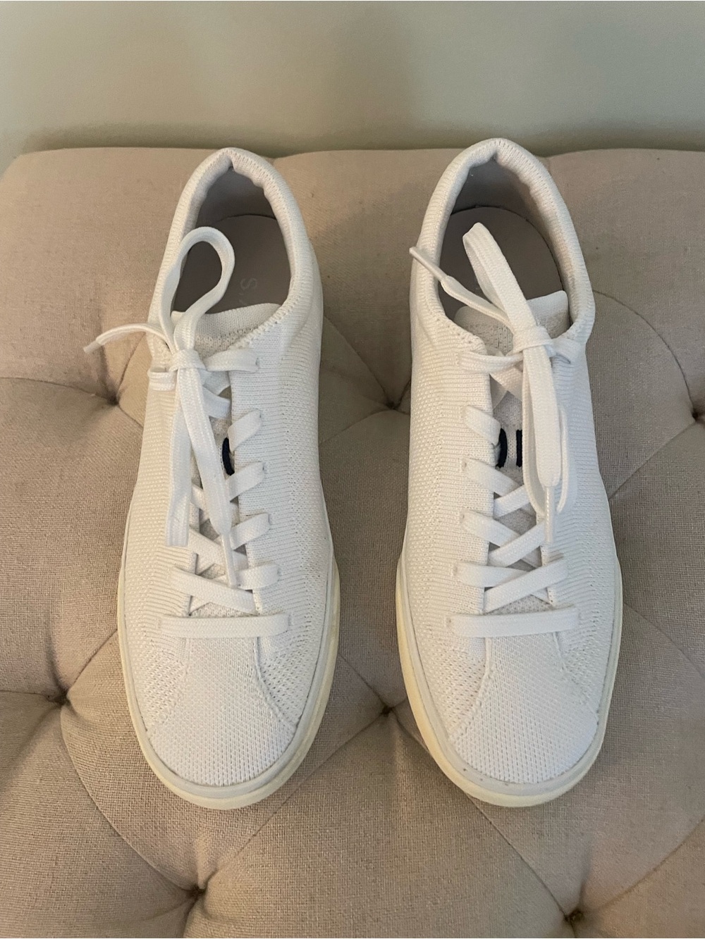 Rothy's White Knit Lace-Up Sneakers US 7 Casual Athleisure Casual
